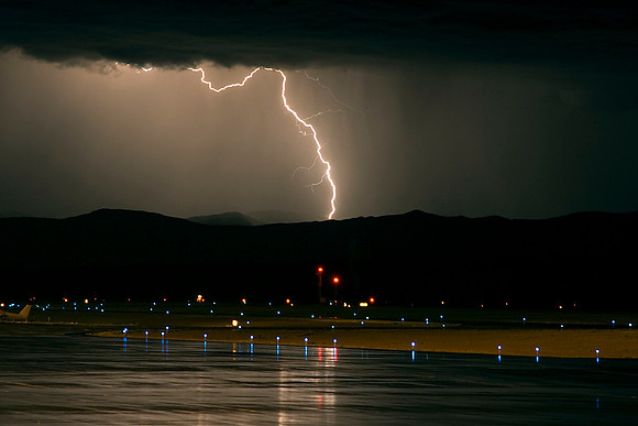 Grand Junction Regional Airport Ramp with Lightning